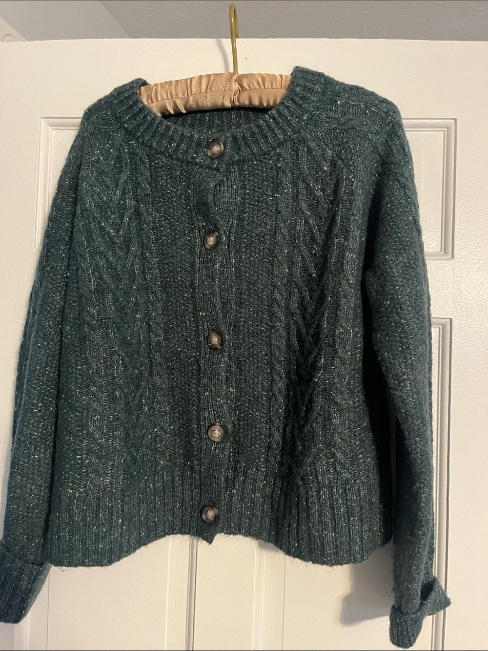 Old Navy Teal Cable-Knit Button Cardigan